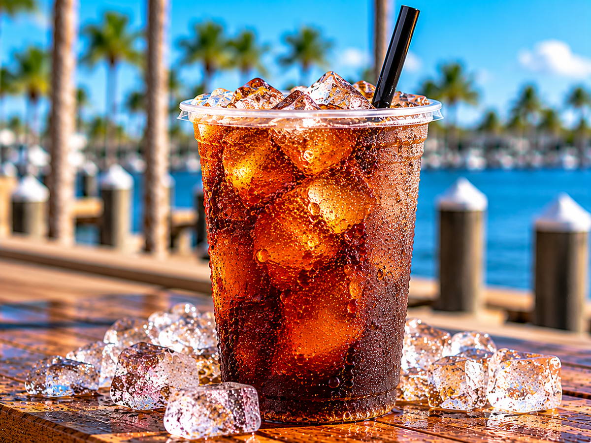 Illustrative iced cola soft drink